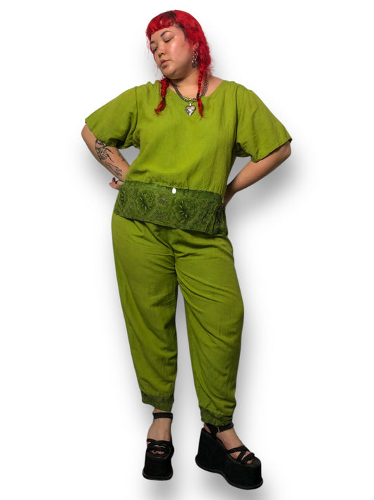 90’s/Y2K Mlle Gabrielle Olive Green 2-Piece Set (3X)