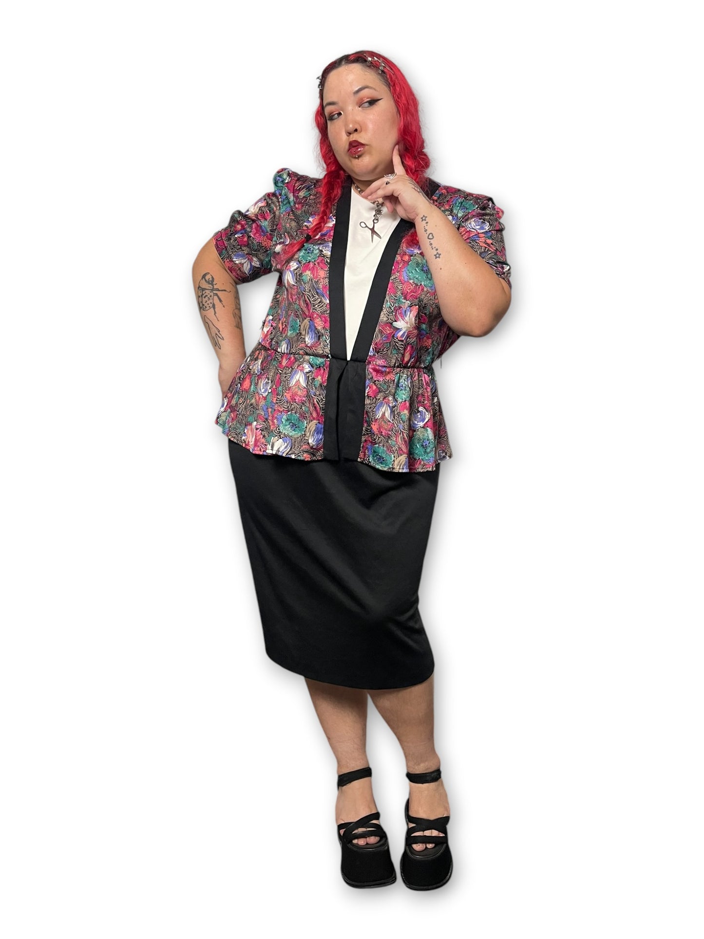 80’s Retro Peplum Dress (1X)