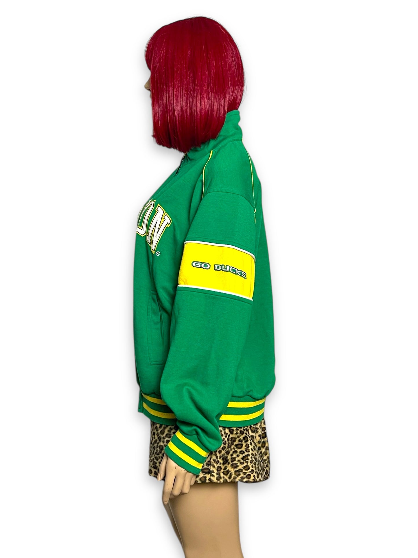 90’s/Y2K Oregon Ducks Green Zip-Up Jacket (L)