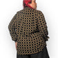 90’s/Y2K Claiborne Black and Brown Retro Grid Print Button Down Shirt (XL/2X)