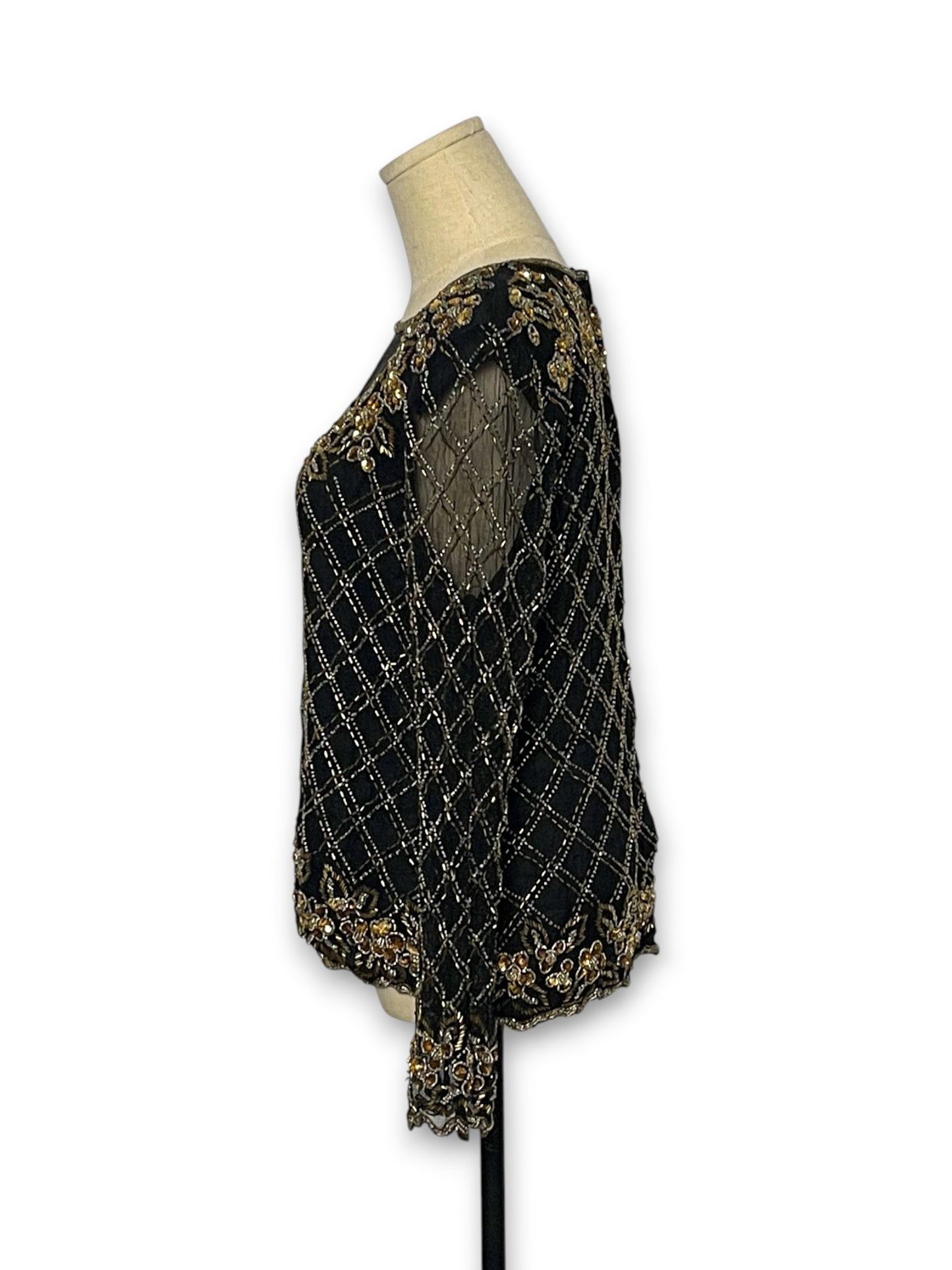 80’s/90’s Beaded Silk Blouse (L)