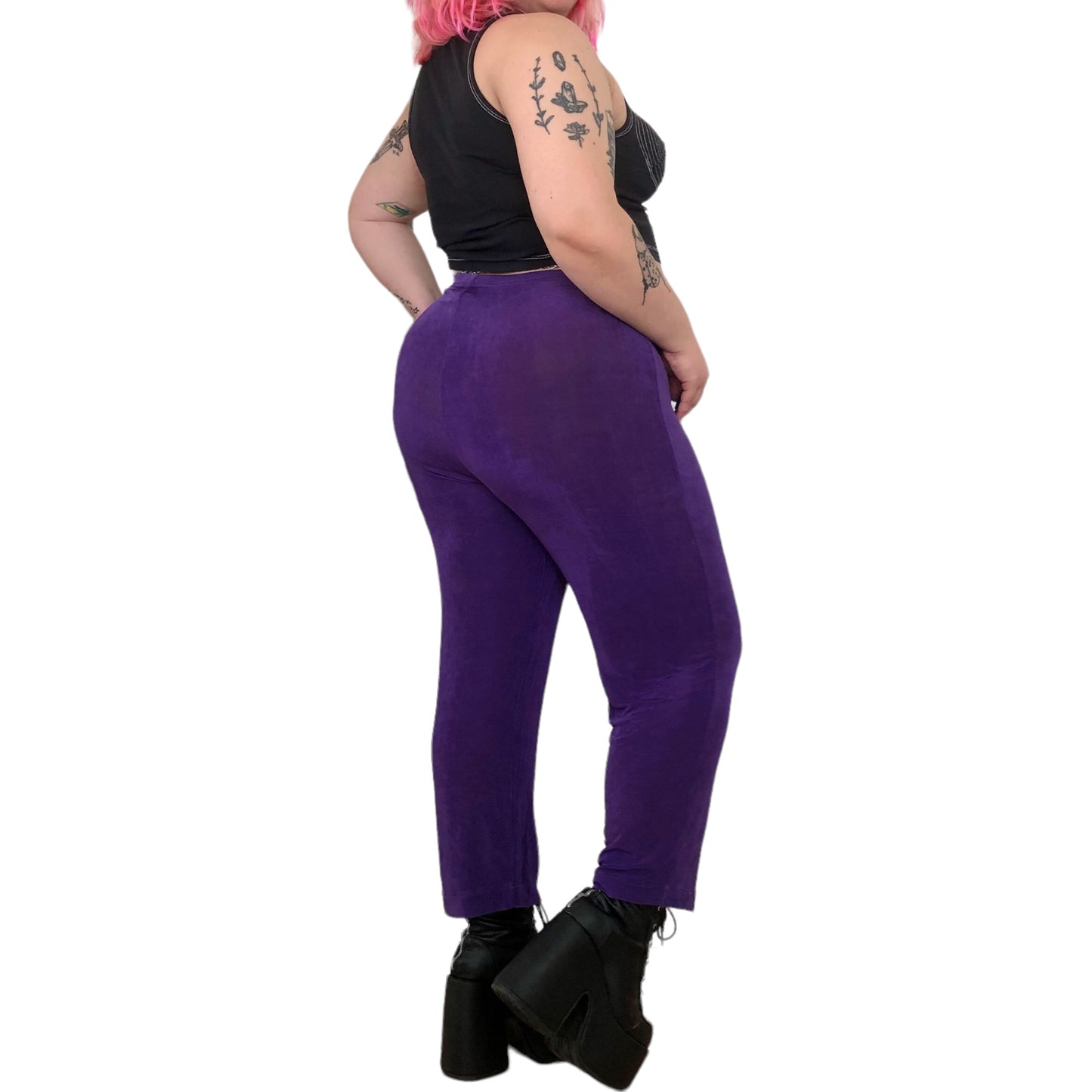 80’s Slinky Purple Ribbed Pants (L/XL/2X)