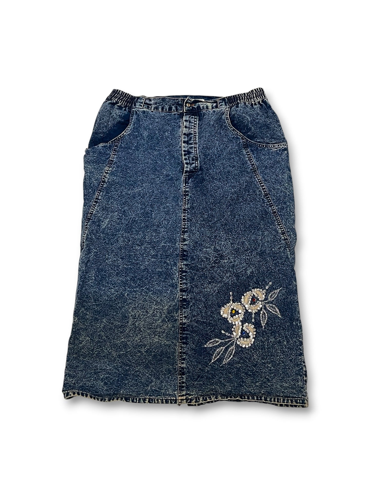 90’s Acid Wash Denim Pencil Skirt (M/L)