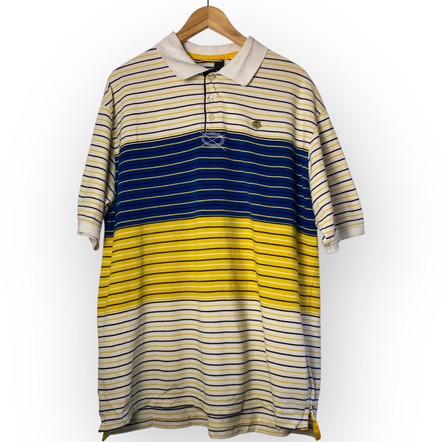 Y2K Rocawear White Striped Polo Shirt (XL)
