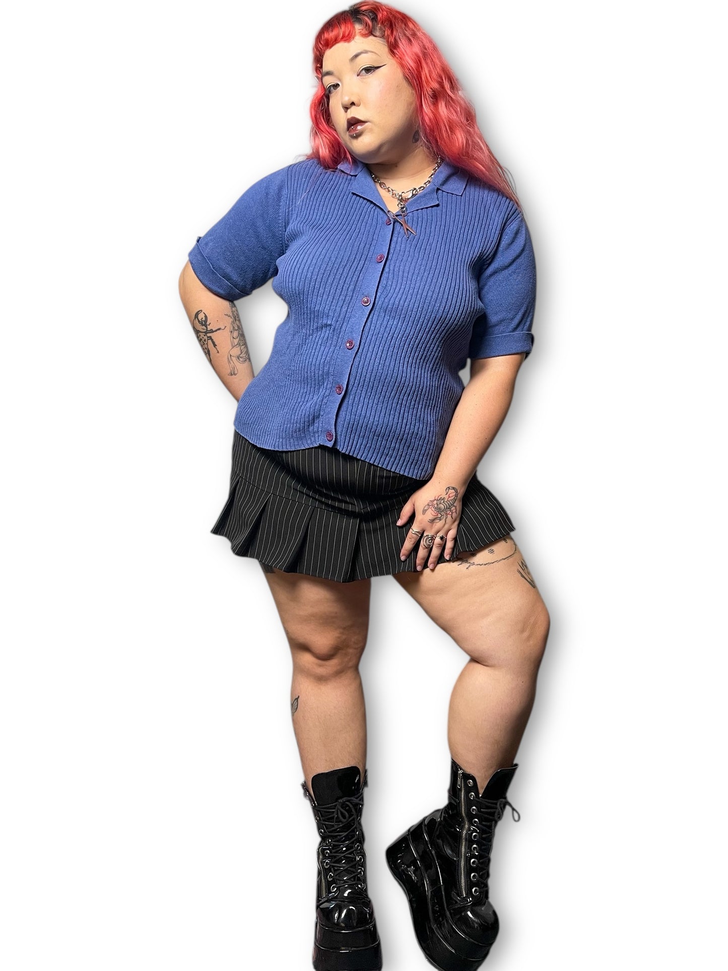 90’s Sag Harbor Blue Knit Blouse (L)