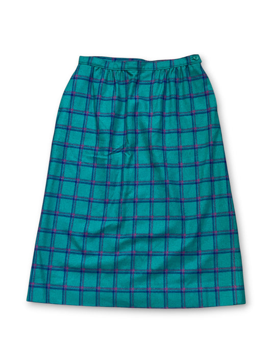 70’s/80’s Plaid Wool Pencil Skirt (M)