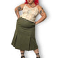 90’s Together! Olive Green Knit Pleated Skirt (2X)