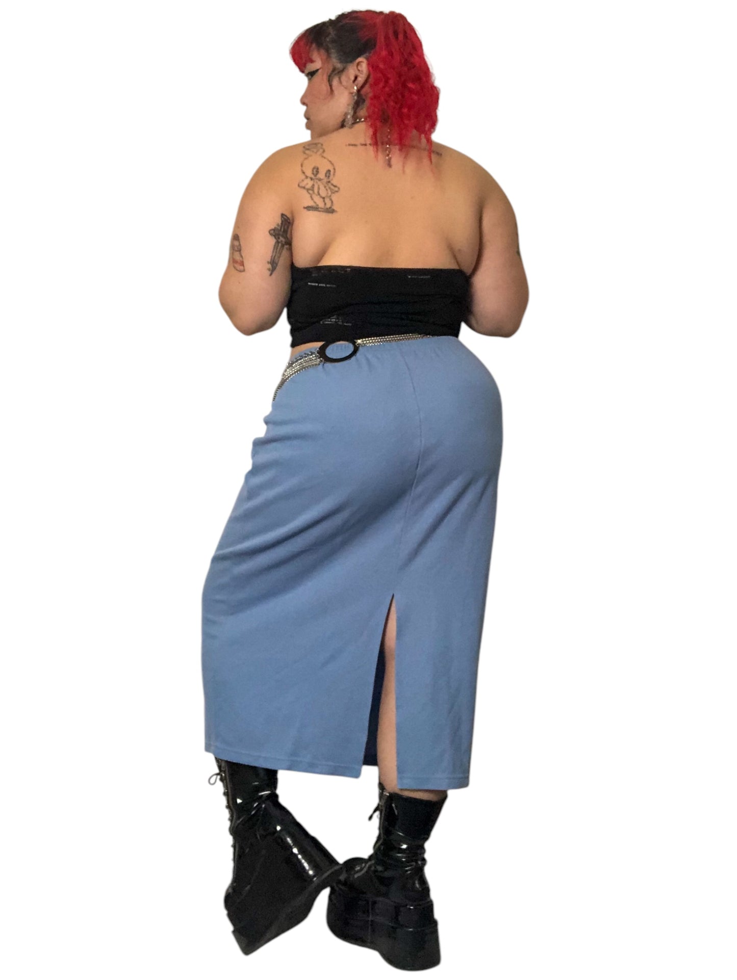 90’s Damasport Baby Blue Rib Knit Midi Skirt (3X)