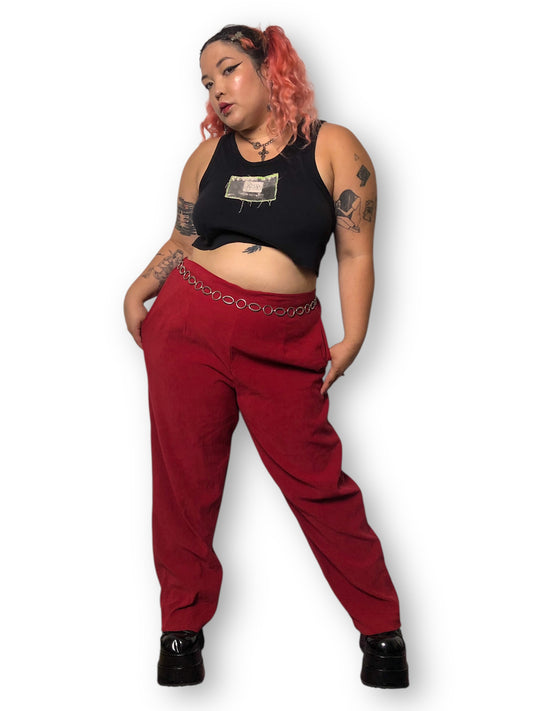 Y2K Joanna Red Faux Suede Pants (3X)