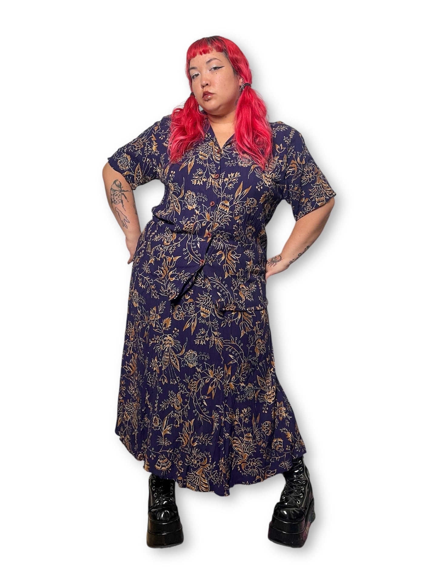 80’s/90’s Floral Print 2-Piece Set (2X)