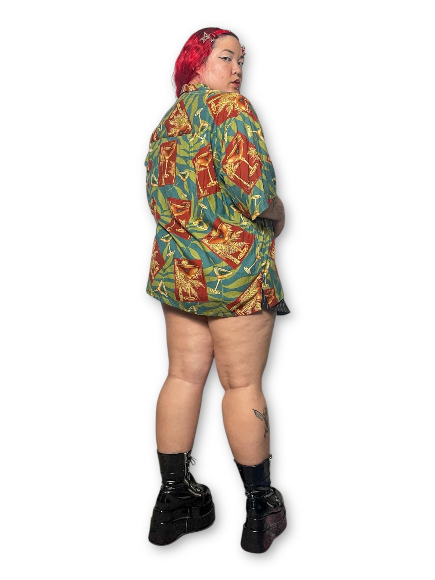 90’s/Y2K Island Republic Martini Print Hawaiian Shirt (2X/3X)