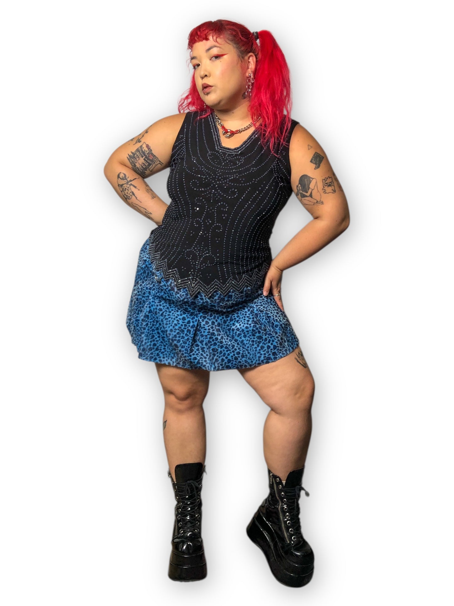 90’s/Y2K S. Levine Black Beaded Tank Top (2X)