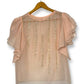 Vintage Baby Pink Beaded Chiffon Blouse (M/L)