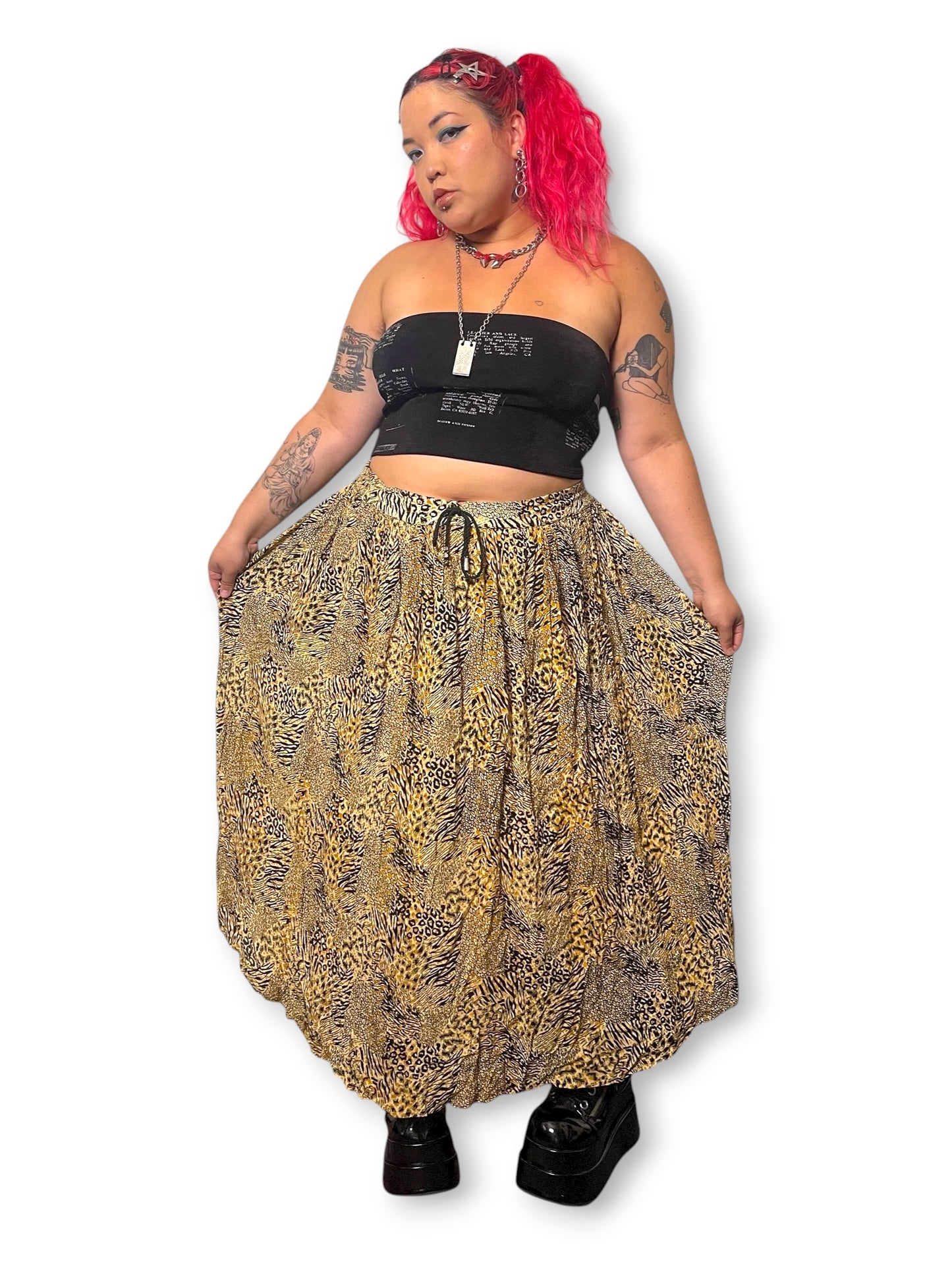 90’s Basic Editions Animal Print Checkered Midi Skirt (L/XL/2X/3X)