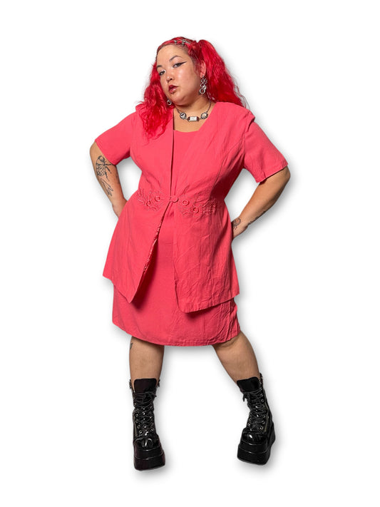 90’s Coral Layered Pencil Dress (3X)