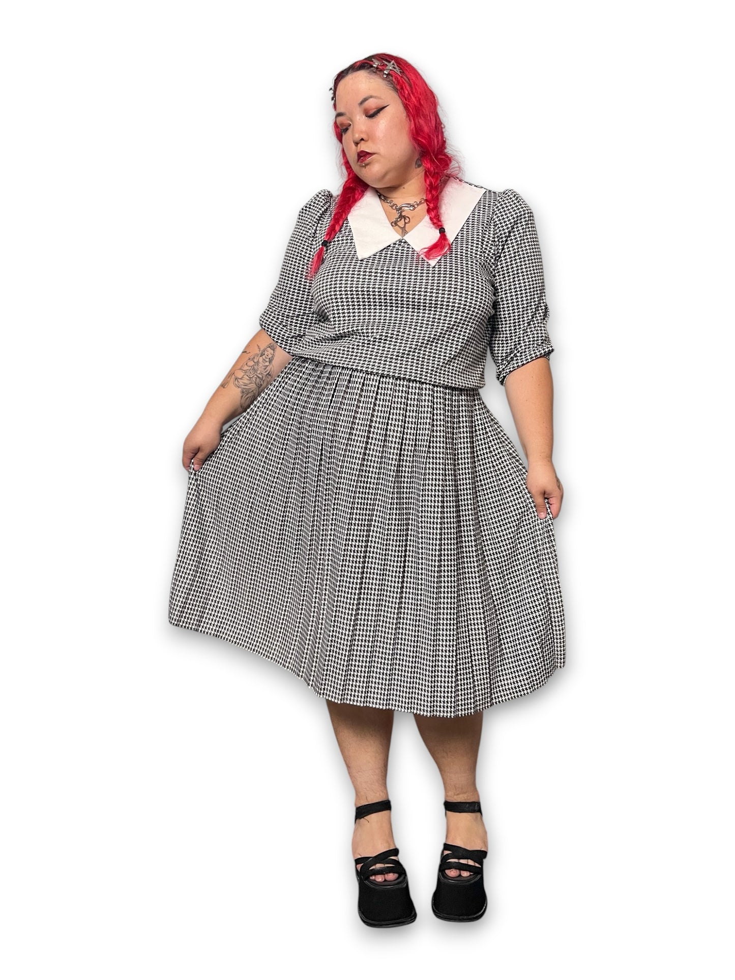 80’s Retro Houndstooth Dress (1X)