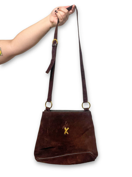 90’s By Paloma Picasso Brown Suede Shoulder Bag