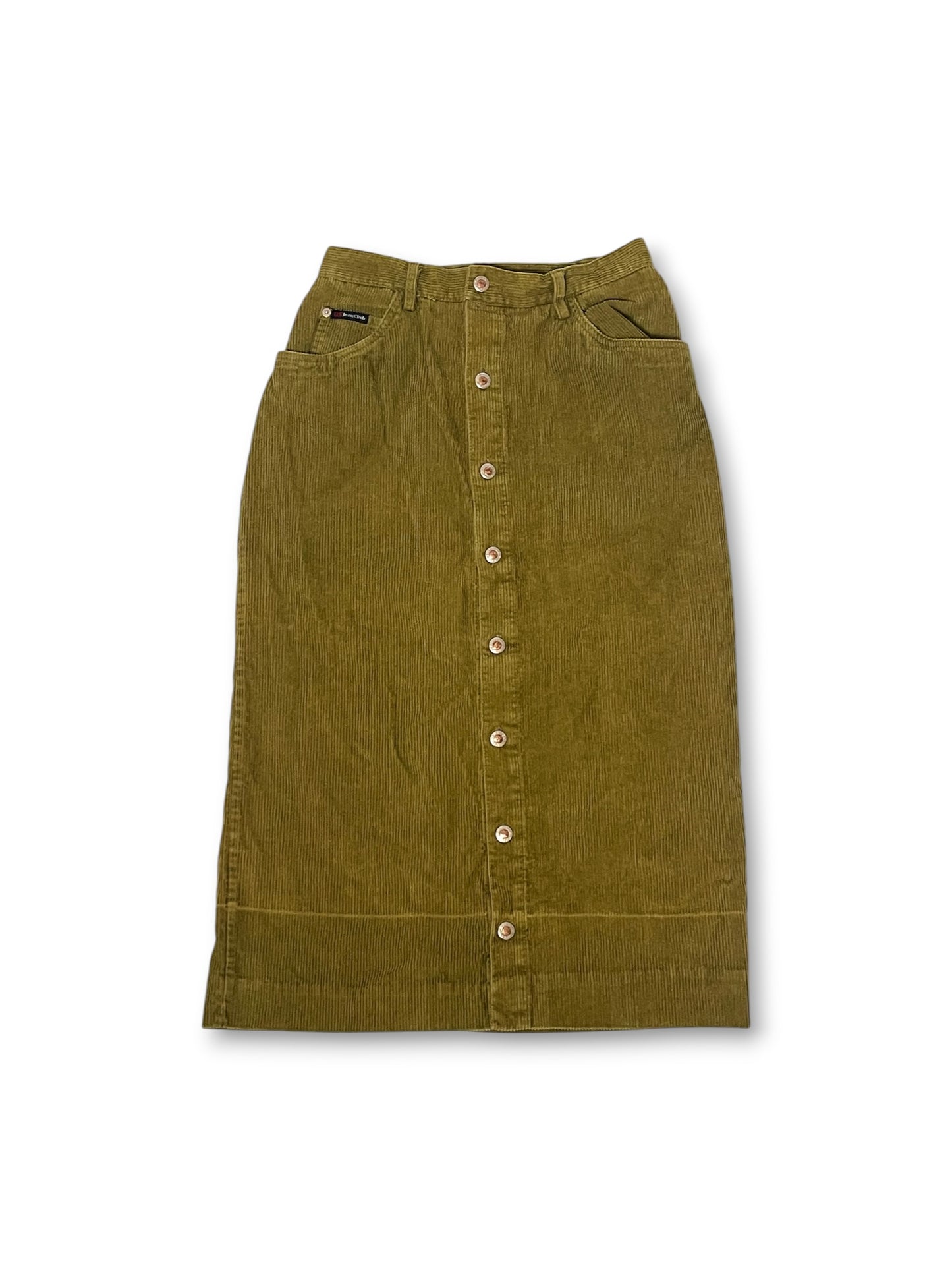 90’s/Y2K Olive Corduroy Midi Skirt (S/M)