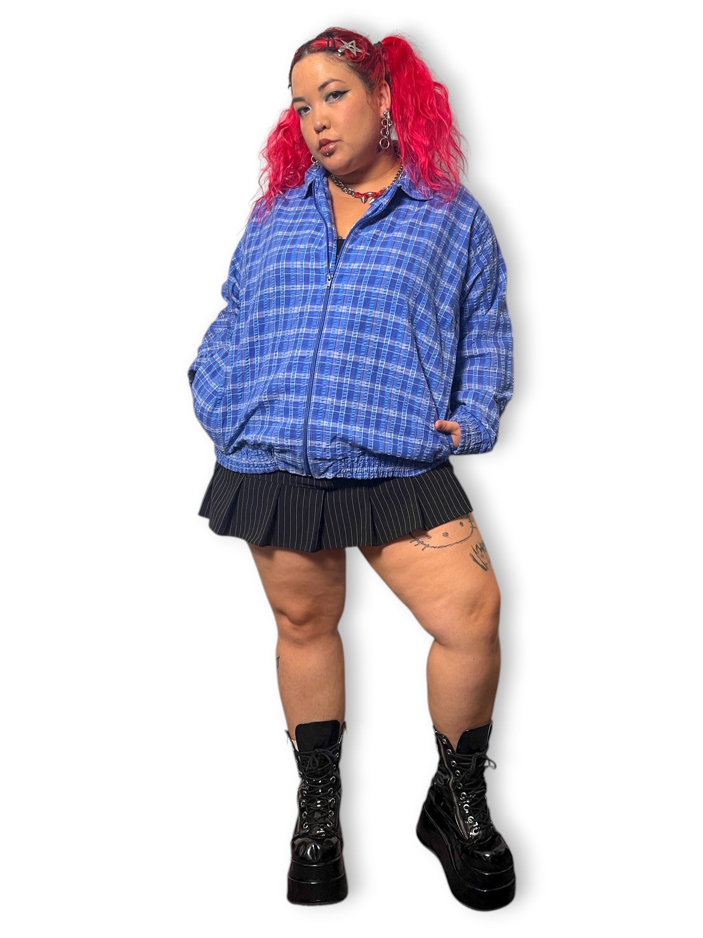Y2K/Modern National Blue Plaid Shacket (3X)