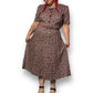 80’s Ms. Basia California Purple Floral Print A-Line Dress (XL)