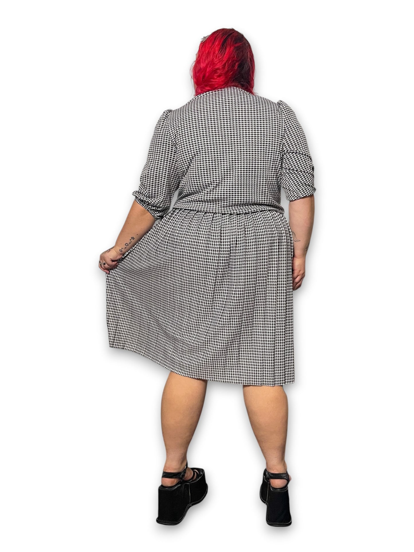 80’s Retro Houndstooth Dress (1X)