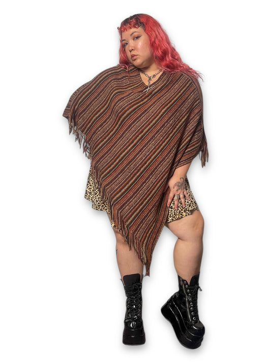 90’s/Y2K Striped Knit Poncho (OSFM)