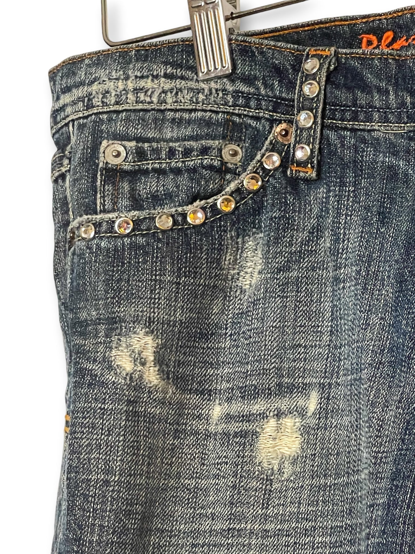 Y2K Medium Wash Distressed Jeans (S)