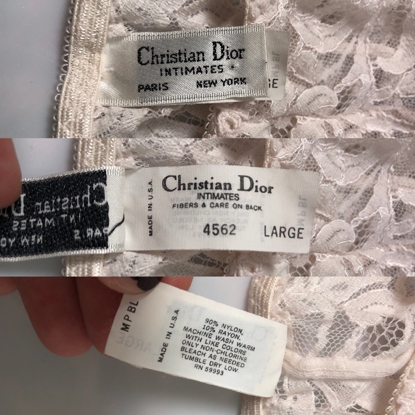 80’s Christian Dior White Lace High-Cut Panties (L)