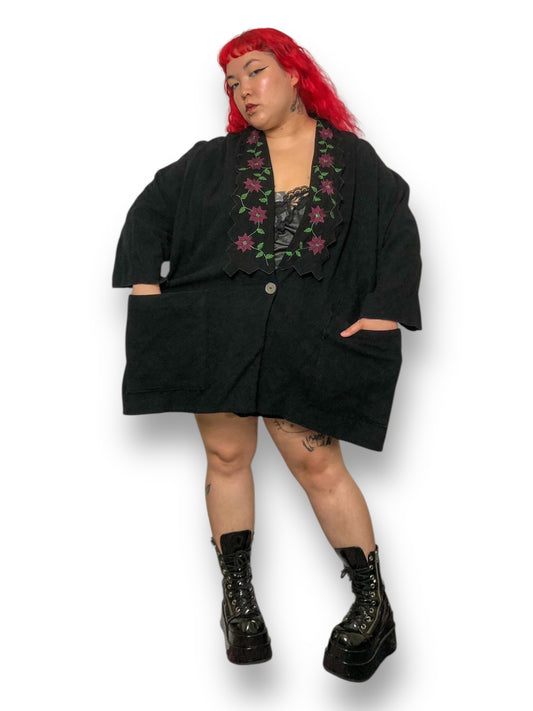 90’s Beth Schaeffer Black Wool Cardigan (OSFM)