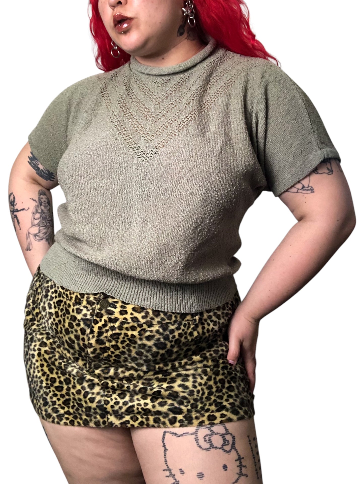 80’s Rejoice! Olive Green Turtleneck Shirt (L/XL/2X)