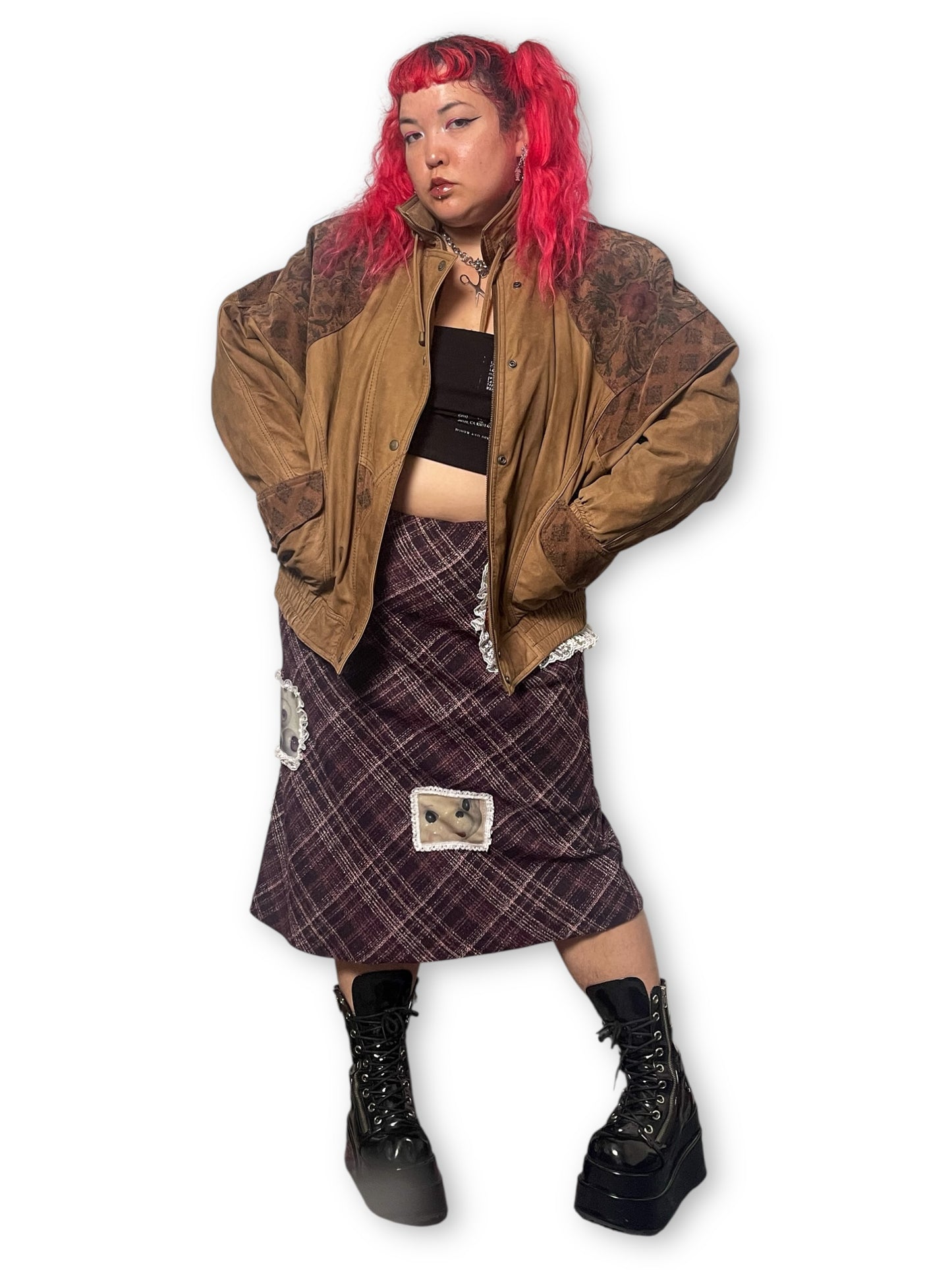 80’s Boho Leather Bomber Jacket (2X/3X/4X)