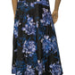 90’s/Y2K Grace Elements Black and Blue Floral Watercolor A-Line Skirt (M)