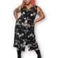 90’s/Y2K Lucy Black and White Floral Print Maxi Dress (XL)