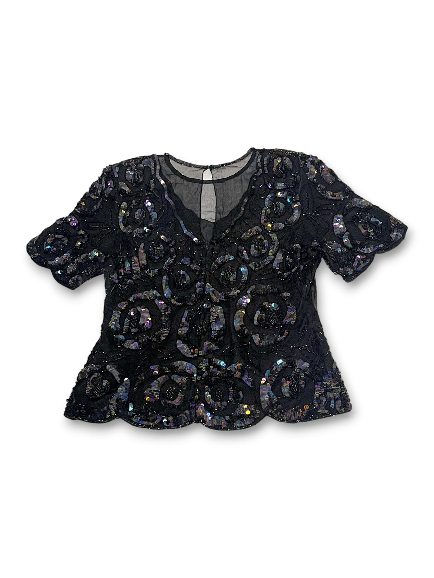 Vintage Whimsygoth Beaded Blouse (M)