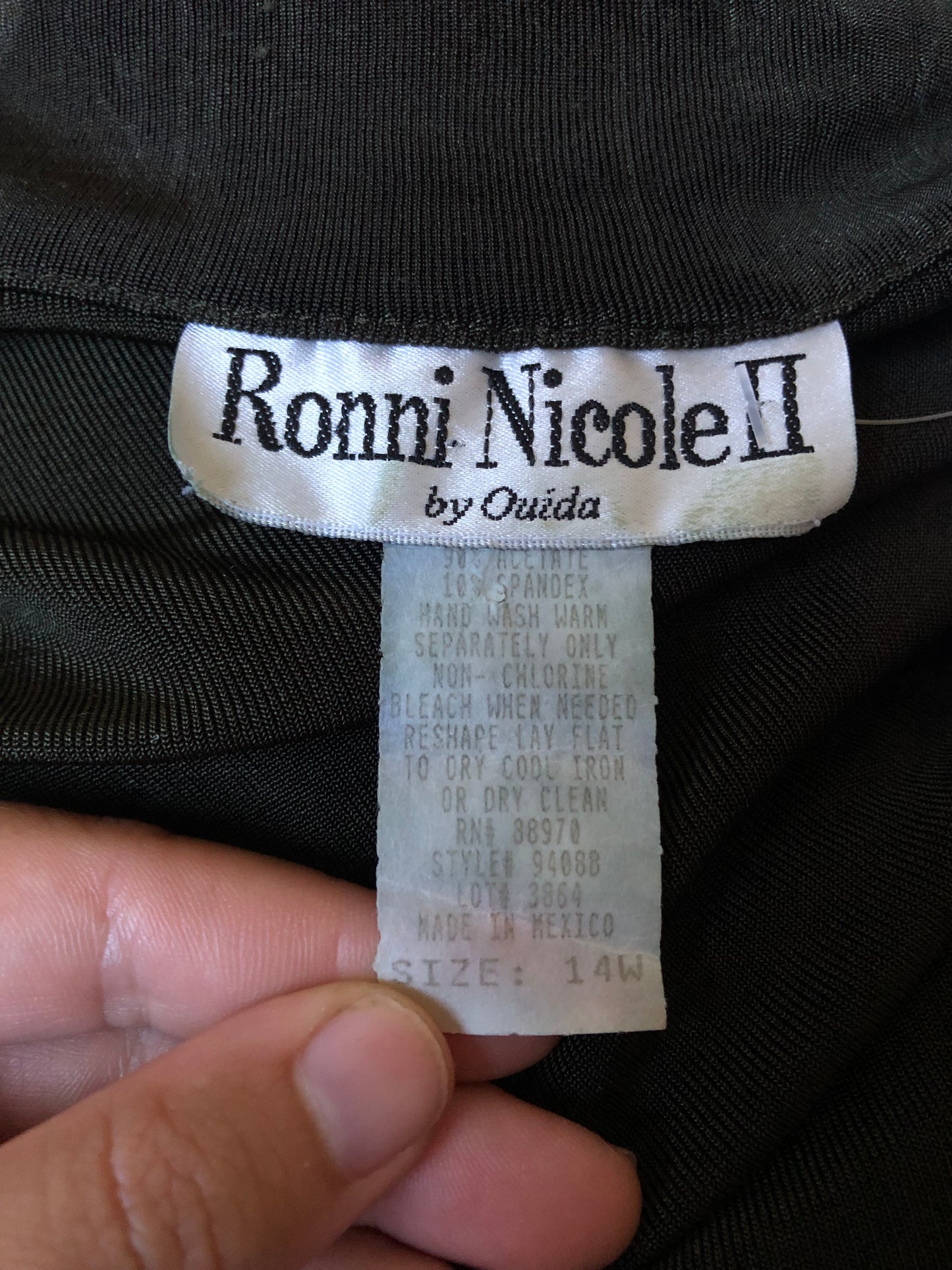 90’s Ronni Nicole II by Ouida Olive Green Slinky Cardigan (L/XL)
