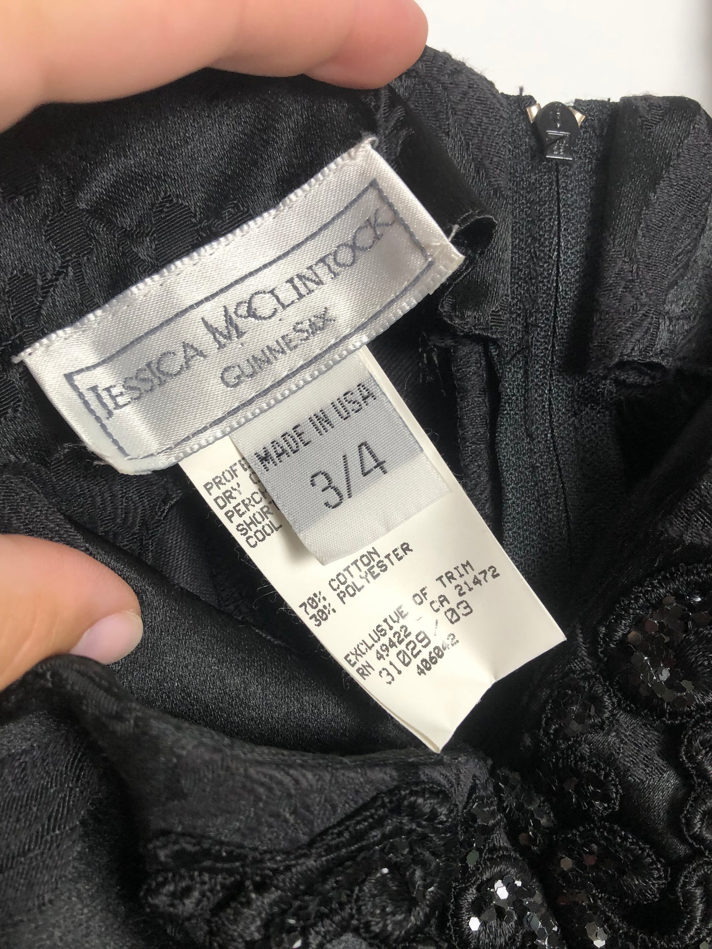 90’s Gunne Sax by Jessica McClintock Black Floral Brocade Cocktail Dress (XXS)