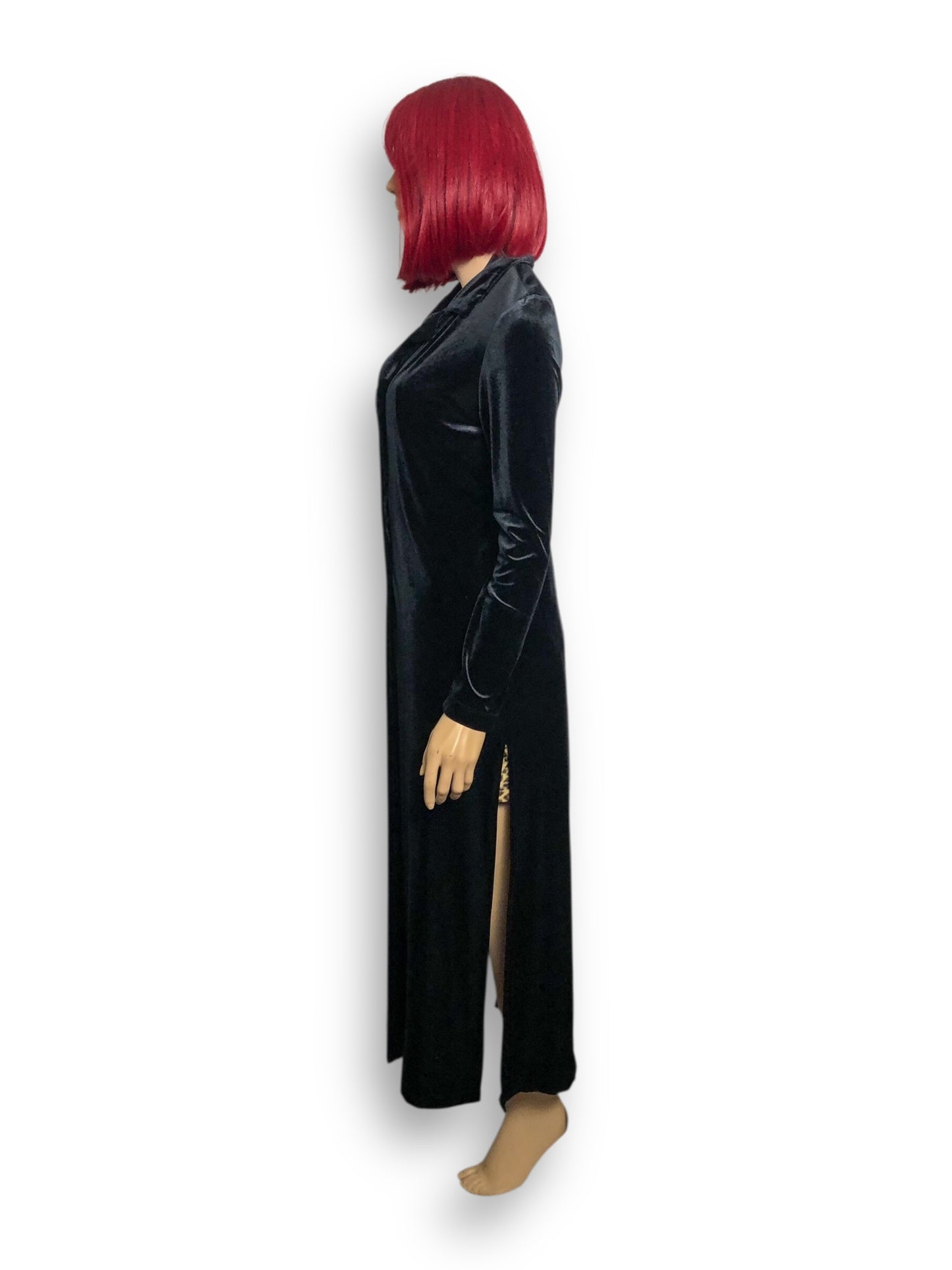 Y2K Be Smart Black Velvet Duster Cardigan (M)
