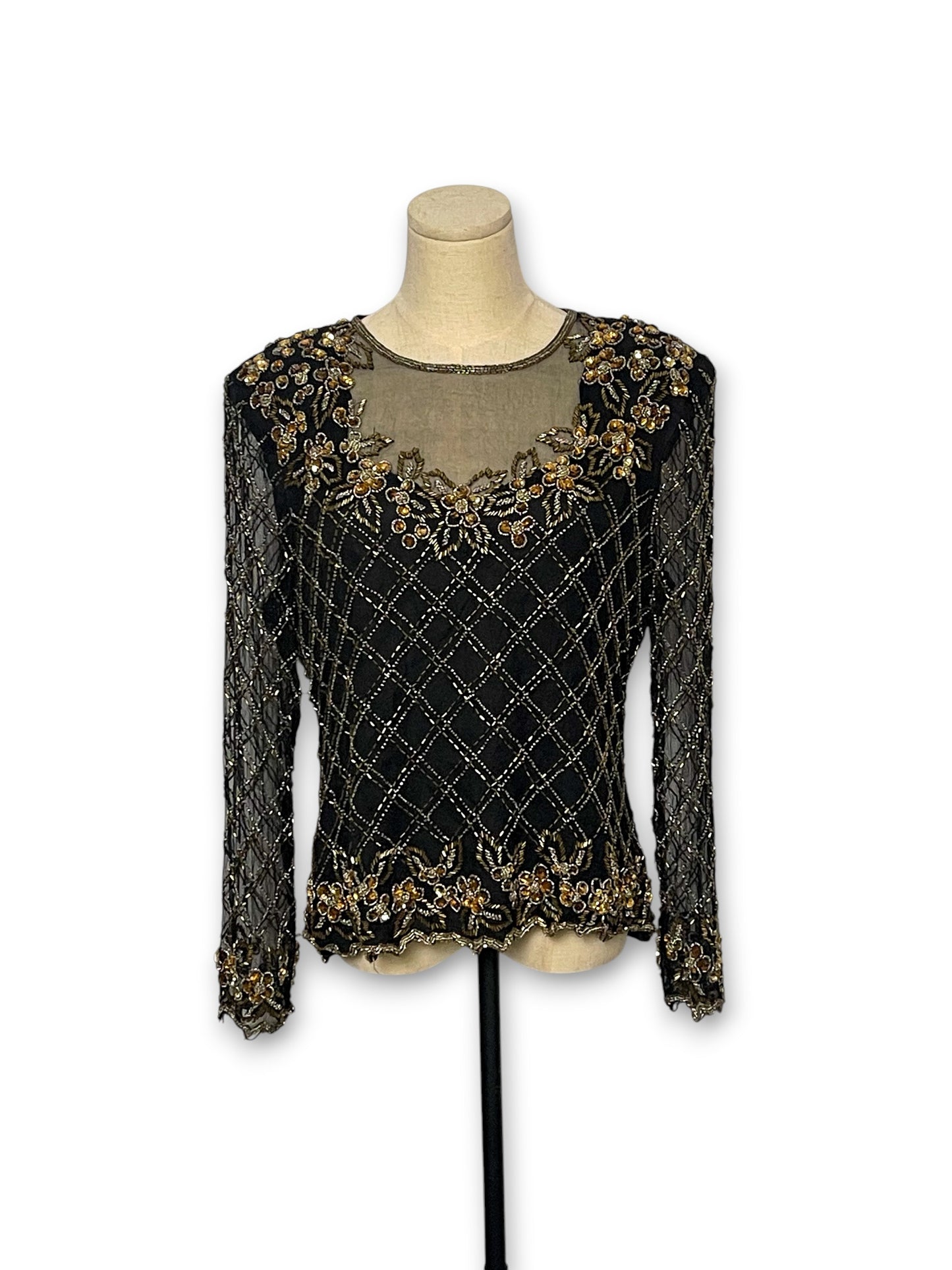 80’s/90’s Beaded Silk Blouse (L)