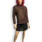 90’s/Y2K Brown Polka Dot Mesh Long Sleeve Top (M)