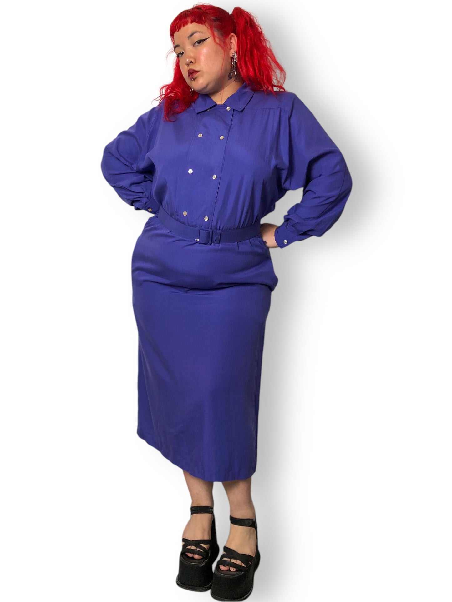 90’s Andrew Harvey Purple Retro Shirt Dress (2X)