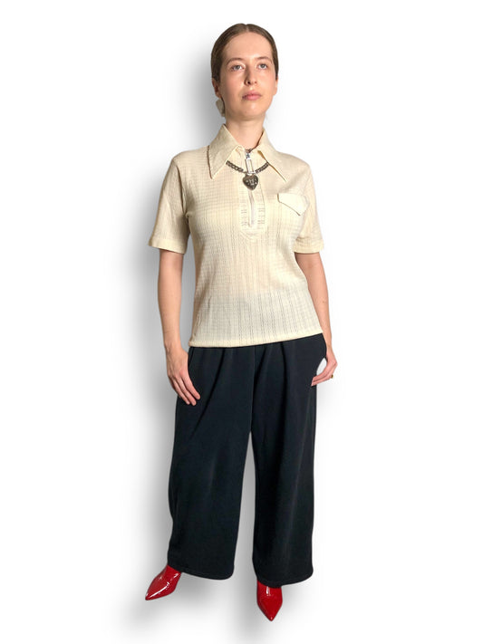 60’s/70’s White Retro Knit Shirt (M)