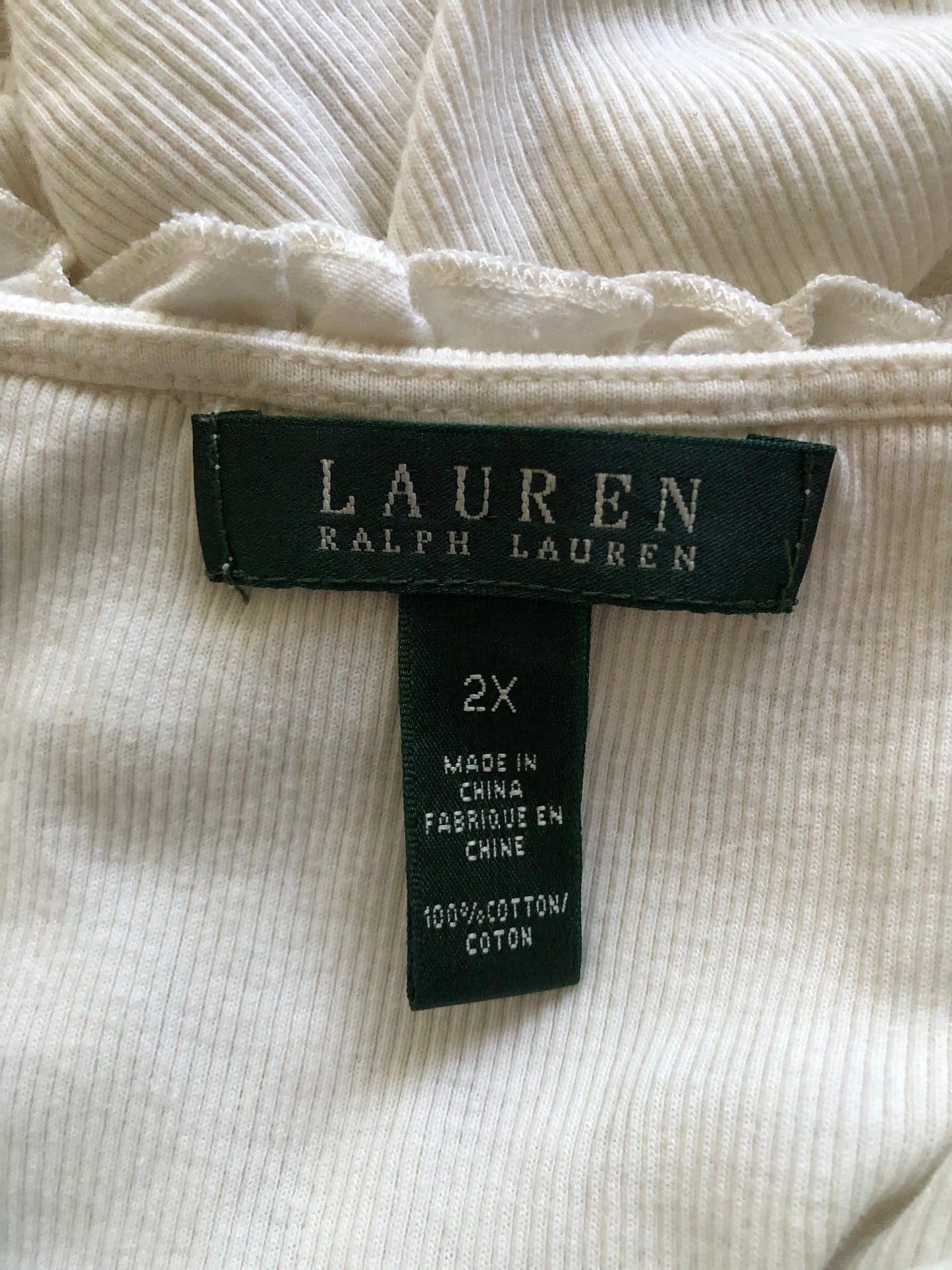 Y2K Ralph Lauren White Rib Knit Shirt (2X/3X)