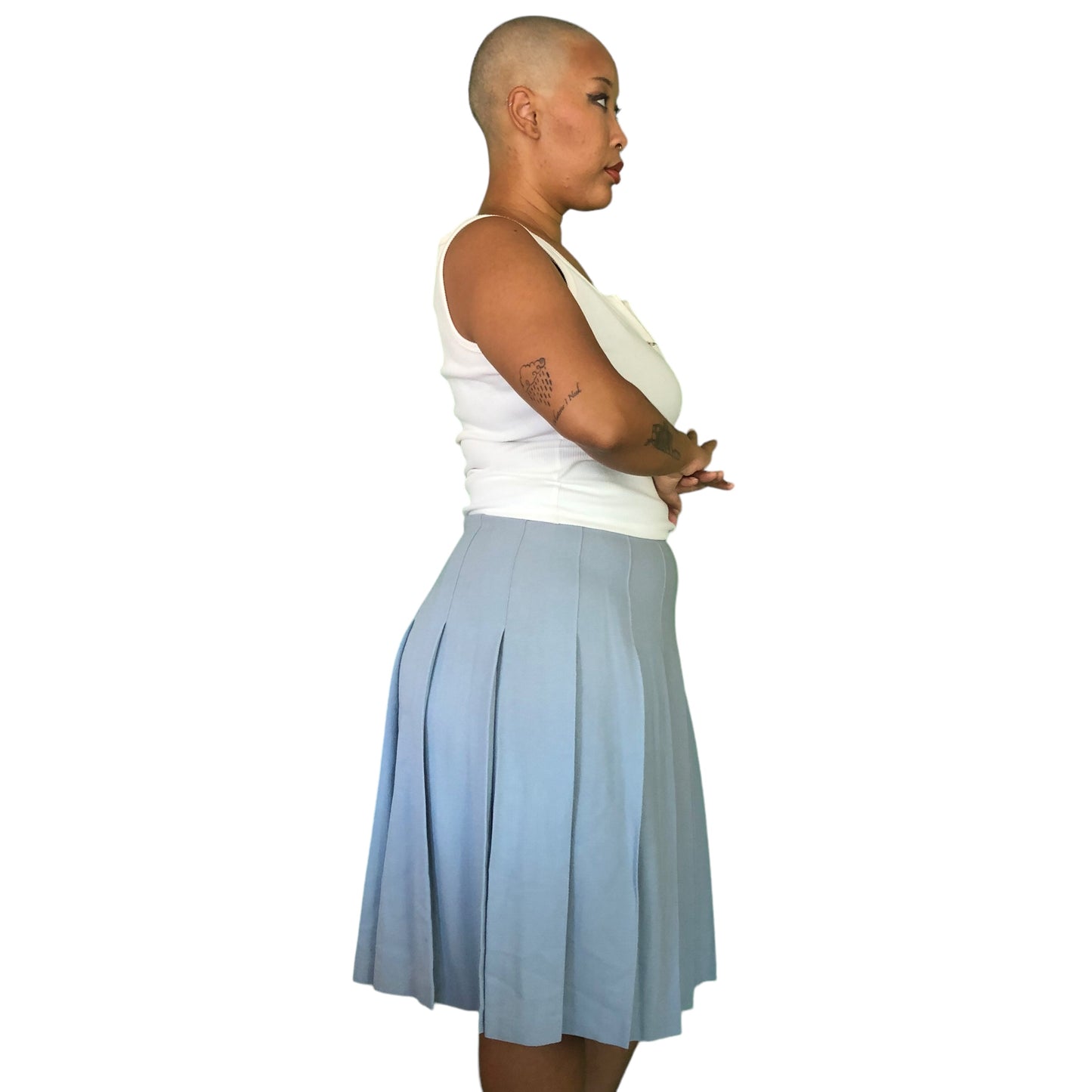 90’s Josephine Chaus Powder Blue Pleated Skirt (XL)