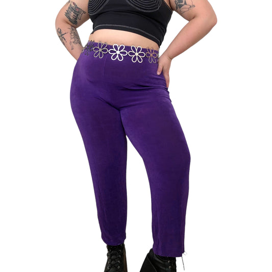 80’s Slinky Purple Ribbed Pants (L/XL/2X)