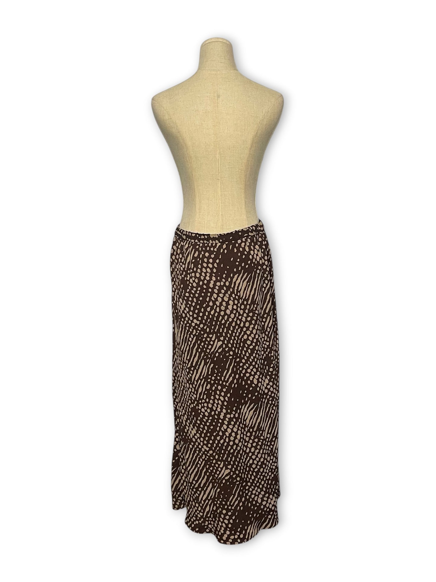 90’s/Y2K Brown Patterned Midi Skirt (L/XL)