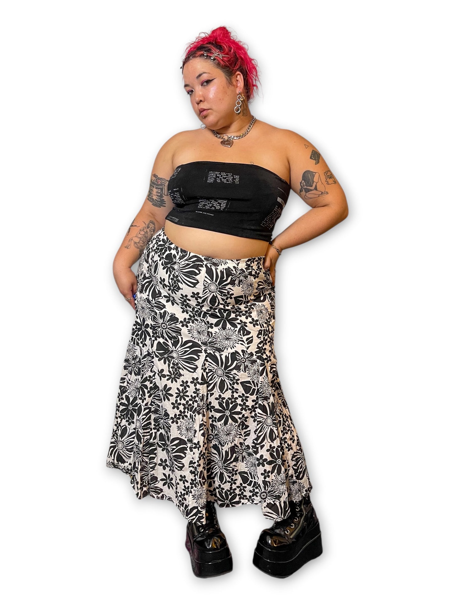 90’s/Y2K Floral Print Midi Skirt (L/XL/1X)
