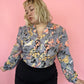 70's/80's Joanna Gray Floral Watercolor Print Blouse (L/XL)