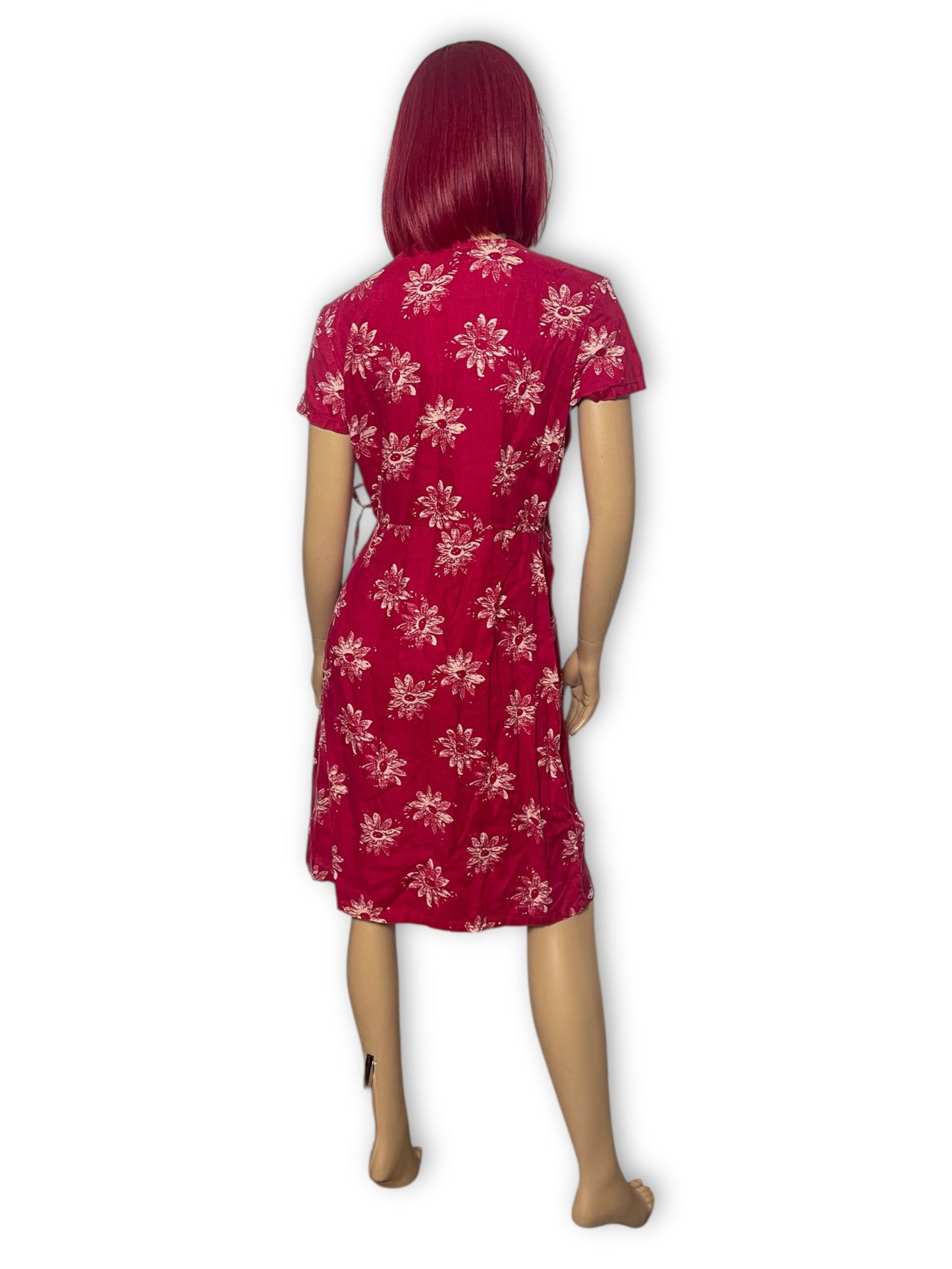 90’s Eddie Bauer Red Floral Wrap Dress (L/XL)