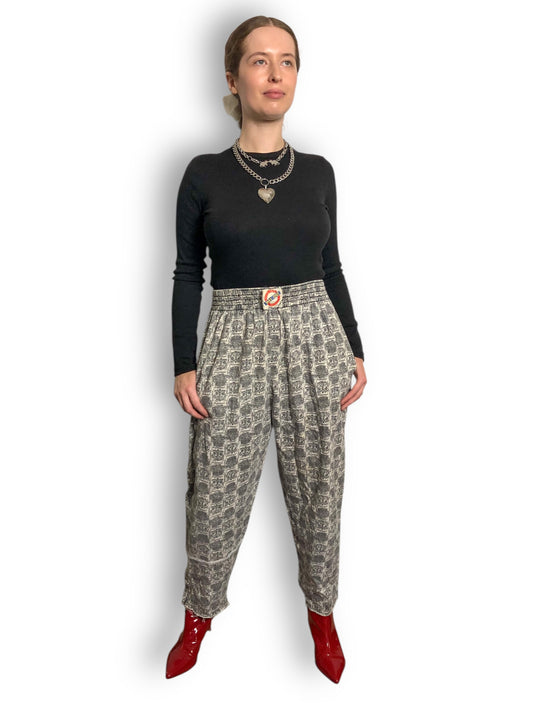 80’s Way Out Gray and White Patterned Pants (M/L)