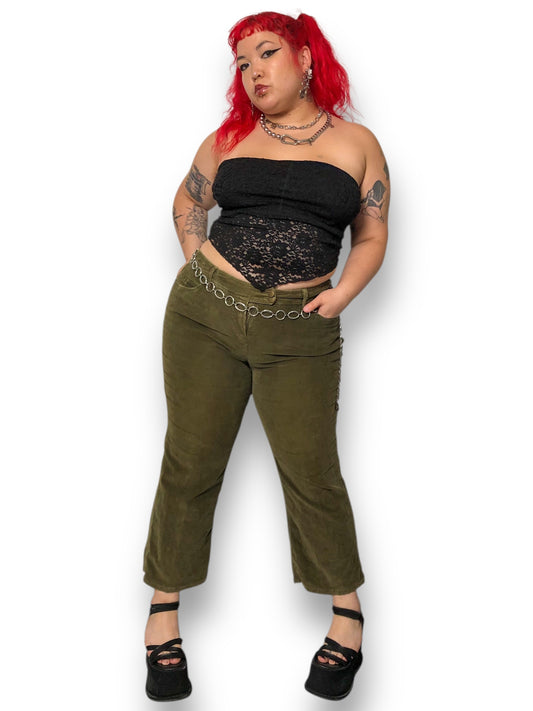 90’s/Y2K New Frontier Olive Green Corduroy Pants (XL)